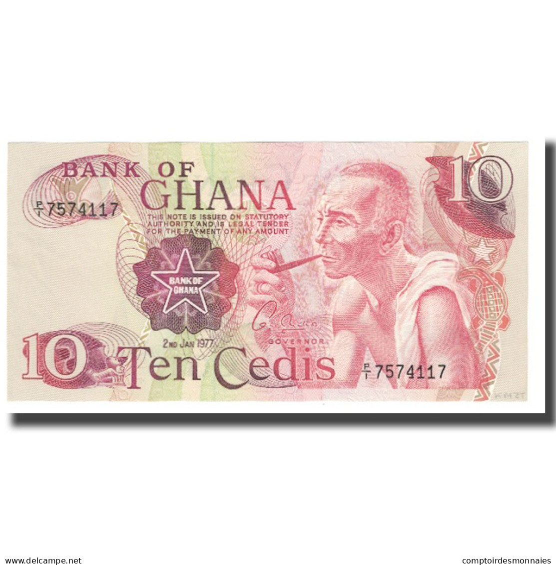 Billet, Ghana, 10 Cedis, 1977, 1977-01-02, KM:16e, NEUF - Ghana