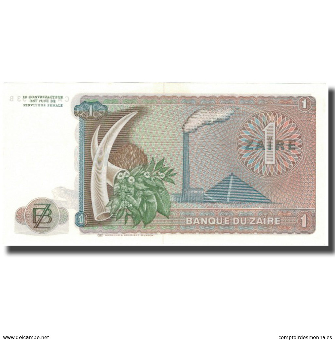 Billet, Zaïre, 1 Zaïre, 1977-10-27, KM:18b, NEUF - Zaire