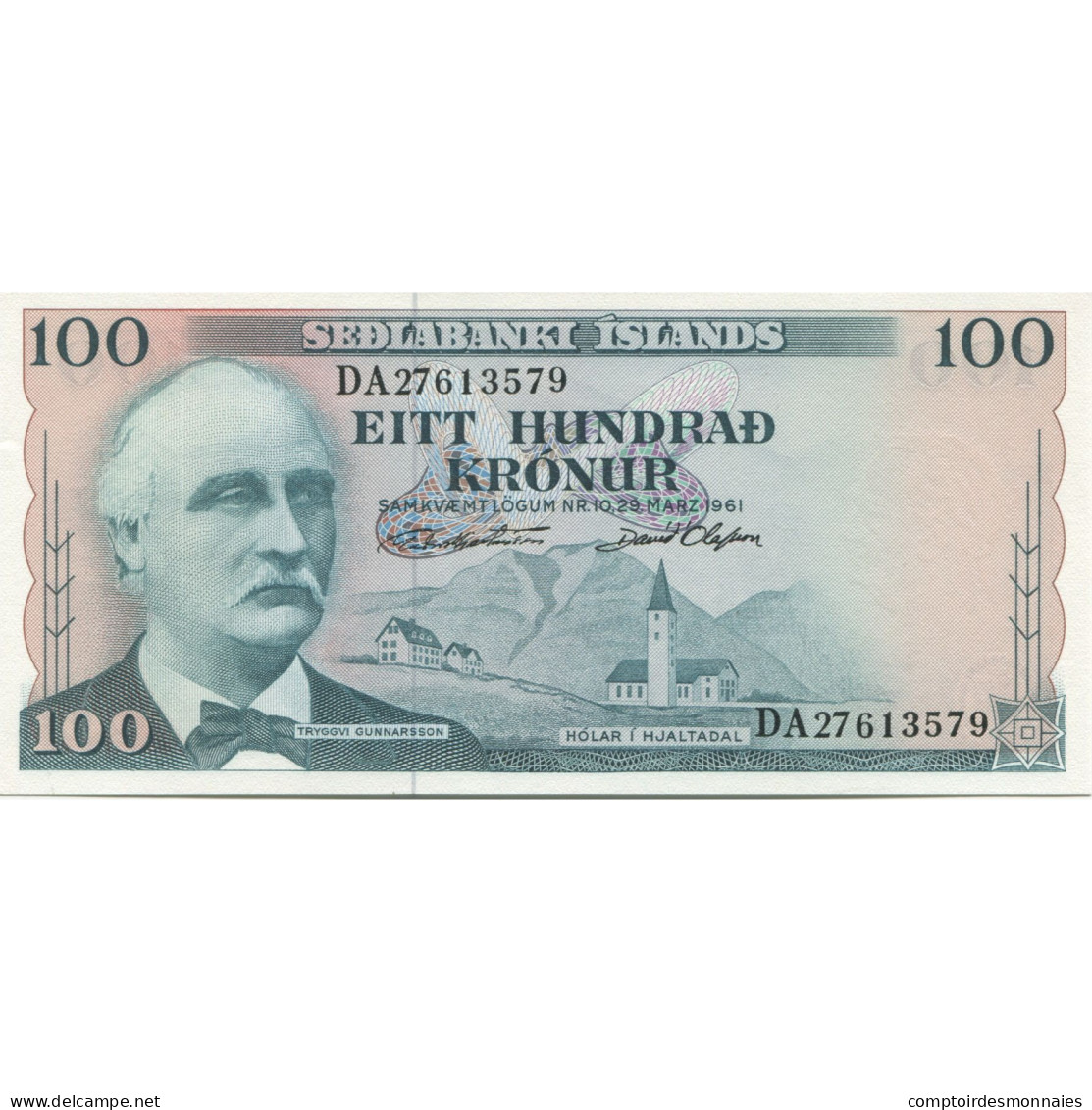 Billet, Iceland, 100 Kronur, 1961, 1961-03-29, KM:44a, NEUF - IJsland