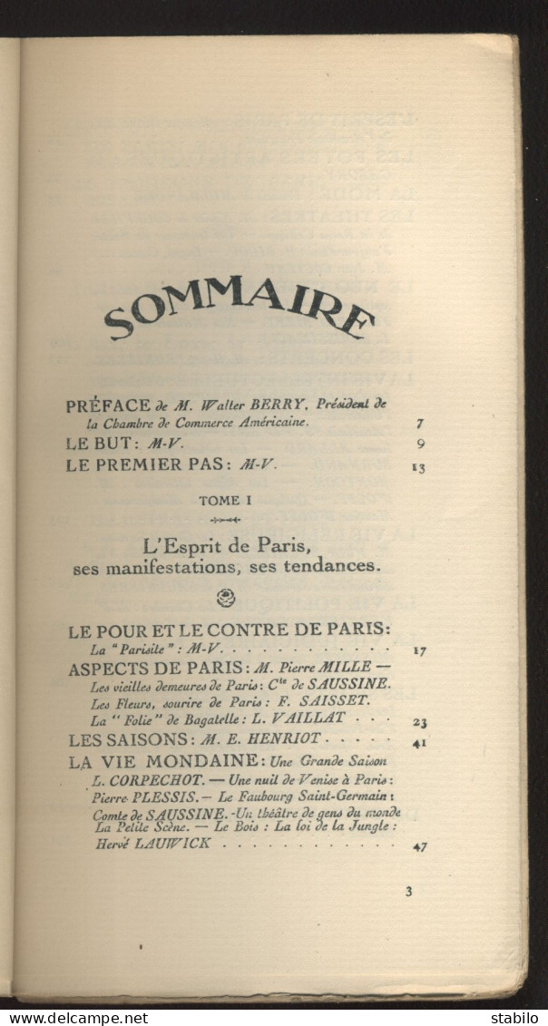 INTRODUCTION A LA VIE DE PARIS - EDITIONS M-V VERNIER - TEXTES, ILLUSTRATIONS - 1921 - Paris