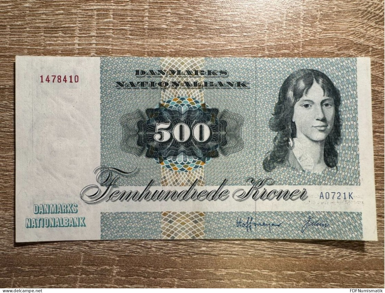 Denmark，500 Kroner 1972 First Prefix A0 ,  AUNC Condition Only Soft Central Fold，pick 52a ，rare Note - Danemark
