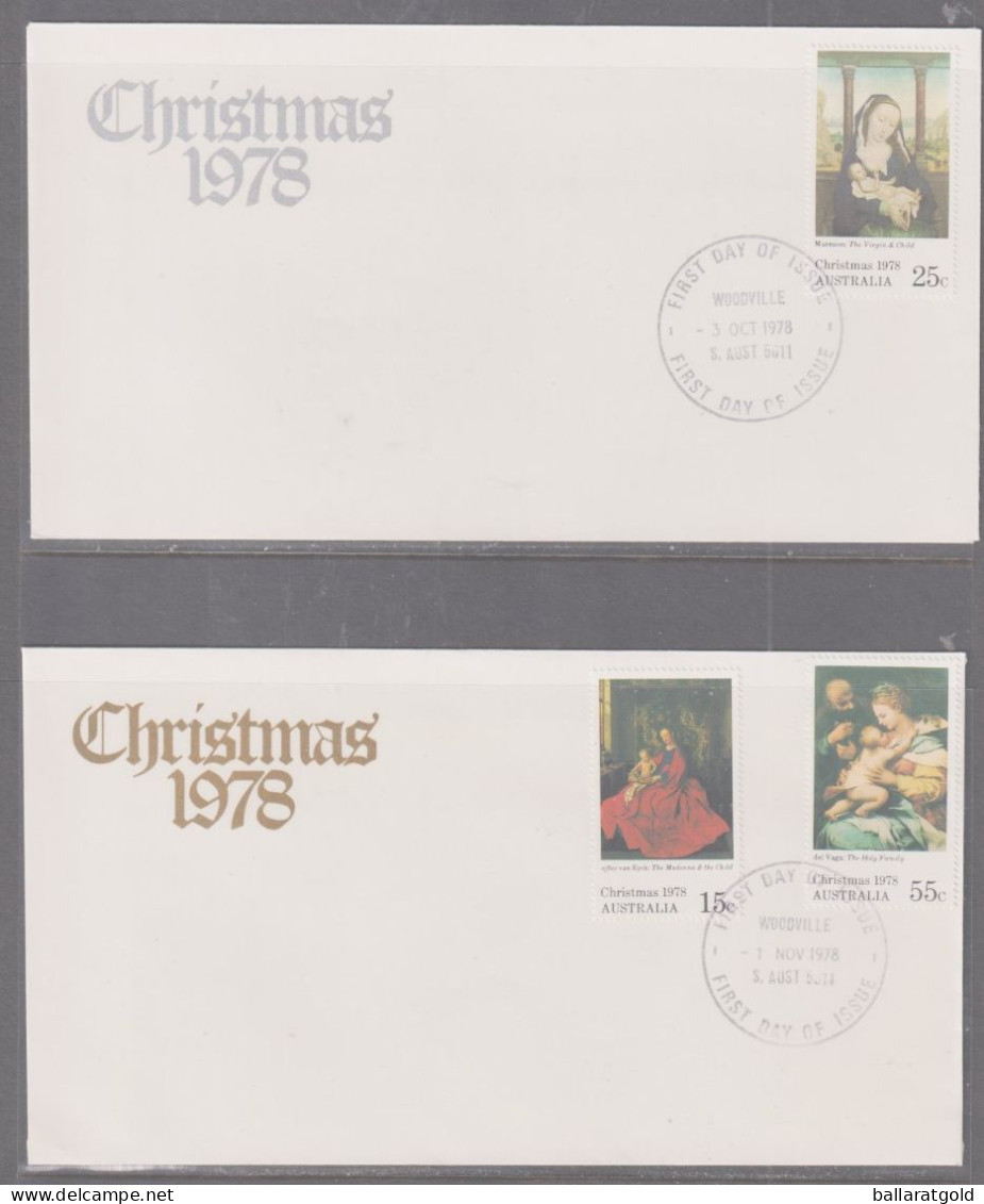 Australia 1978 Christmas X 2  First Day Cover - Woodville Cancellation - Brieven En Documenten
