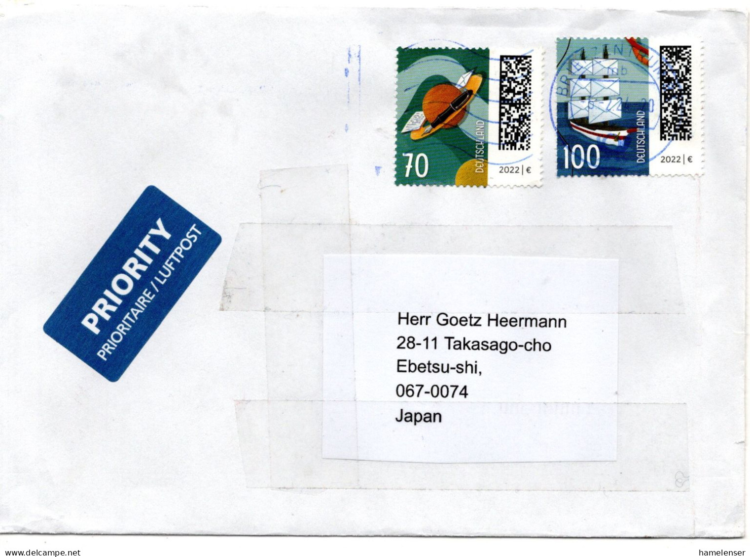 75057 - Bund - 2024 - 100c Welt Des Briefes MiF A LpBf BRIEFZENTRUM 83 -> Japan - Briefe U. Dokumente