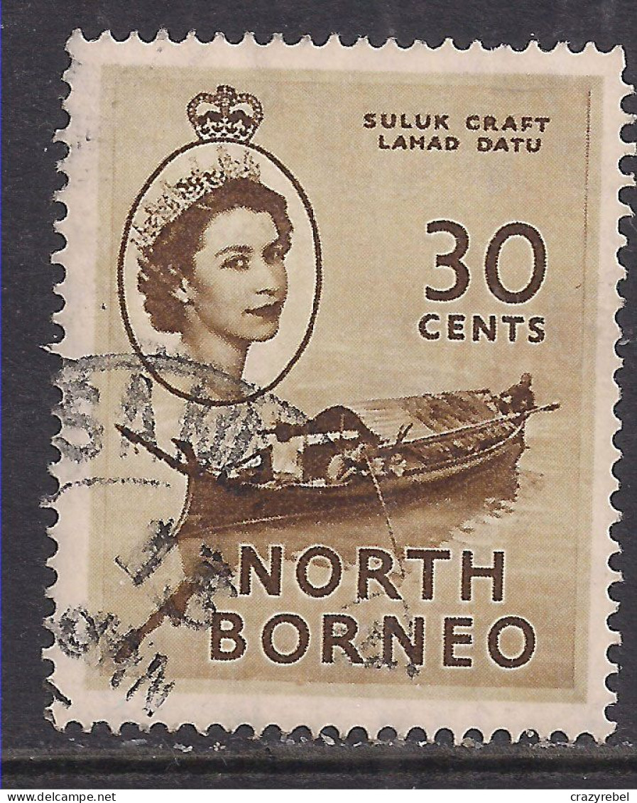 North Borneo 1954 QE2 30c Suluk Craft Used SG 381 ( K1155 ) - Nordborneo (...-1963)