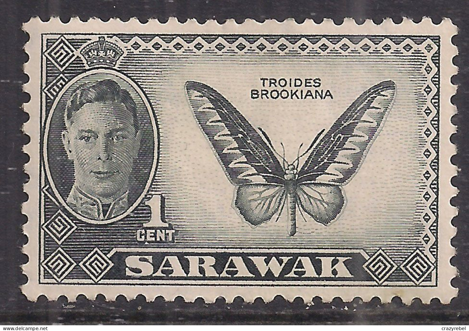 Sarawak 1950 KGV1 1c Troides Brookiana Butterfly MM SG 171 ( F604 ) - Sarawak (...-1963)