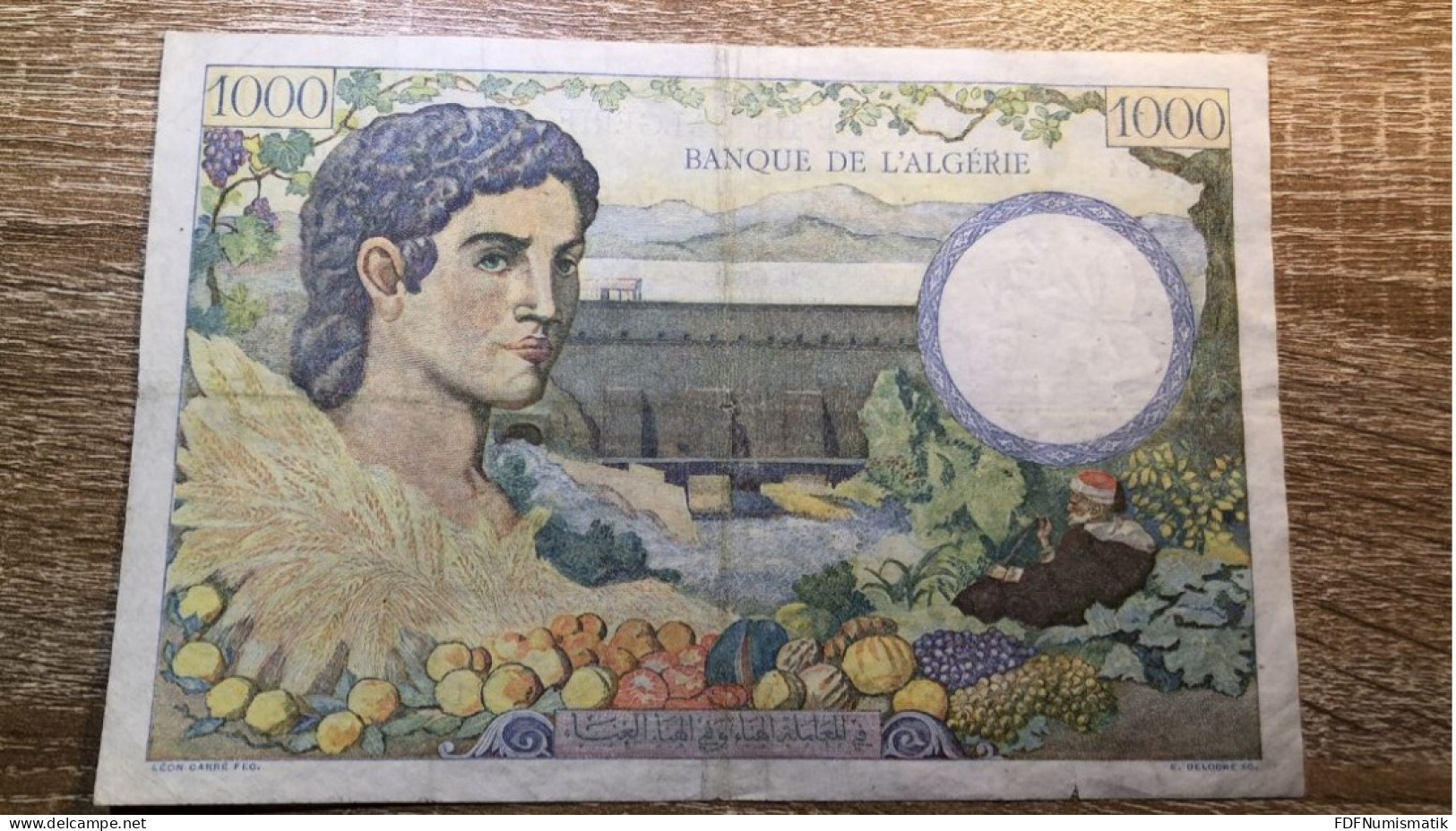 Algeria ，1000 Francs，1941 ，first Rare Date，pick 86，VF Condition - Algérie