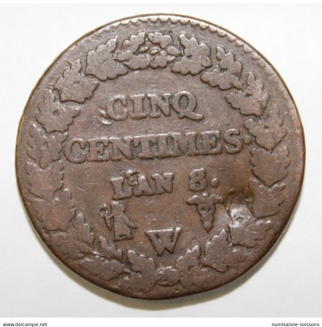 GADOURY 126 - CINQ CENTIMES 1799 AN 8/5 W Lille TYPE DUPRE - KM 640 - B/TB - 5 Centimes