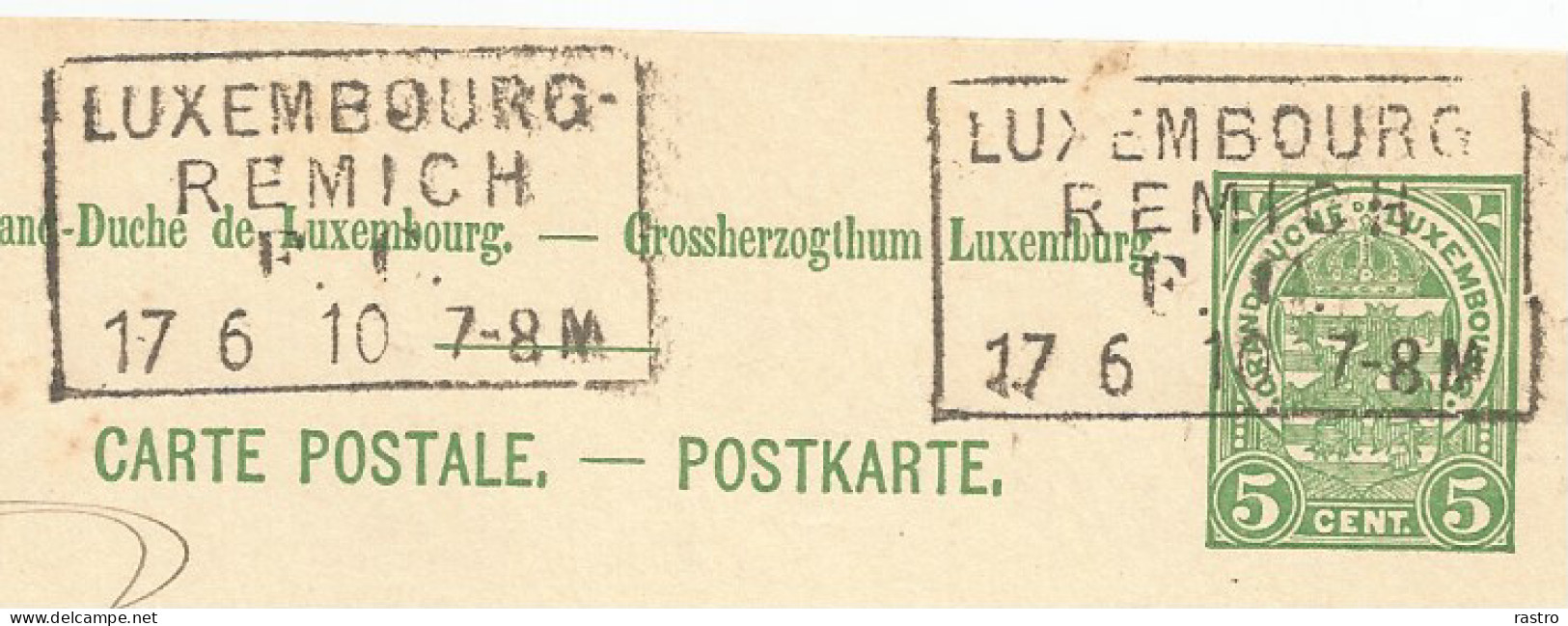 O "Ambulant" Sur CP N° 63 Vers Fabrique De Tabac , Remich (1910) - Stamped Stationery