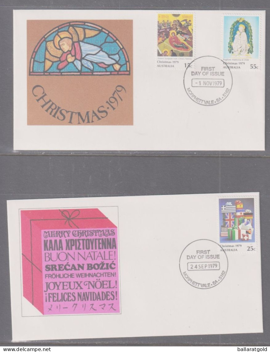 Australia 1979 Christmas X 2  First Day Cover - Morphett Vale SA  Cancellation - Briefe U. Dokumente