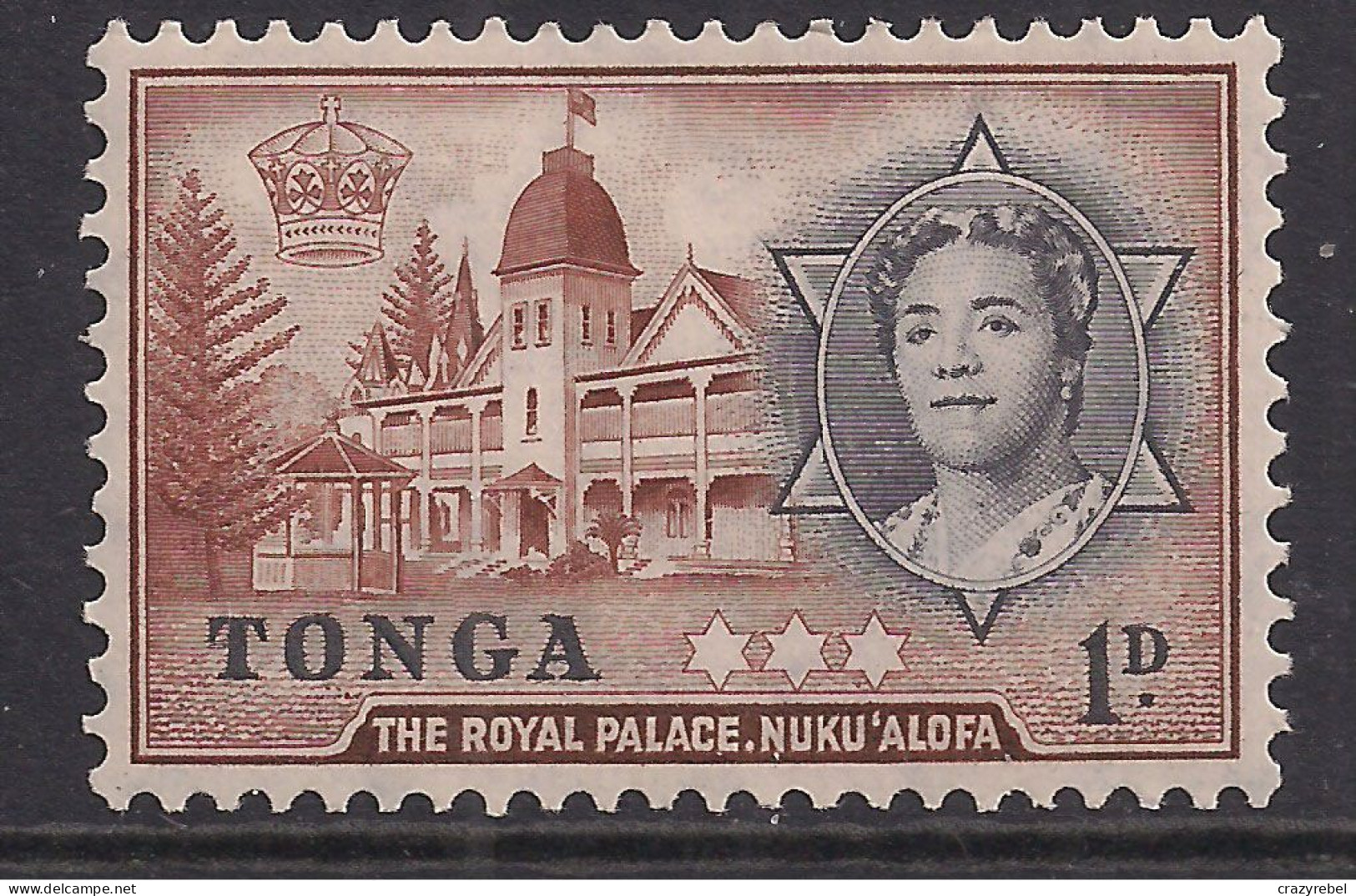 Tonga 1953 QE2 1d Royal Palace MM SG 101 ( E1001 ) - Tonga (...-1970)