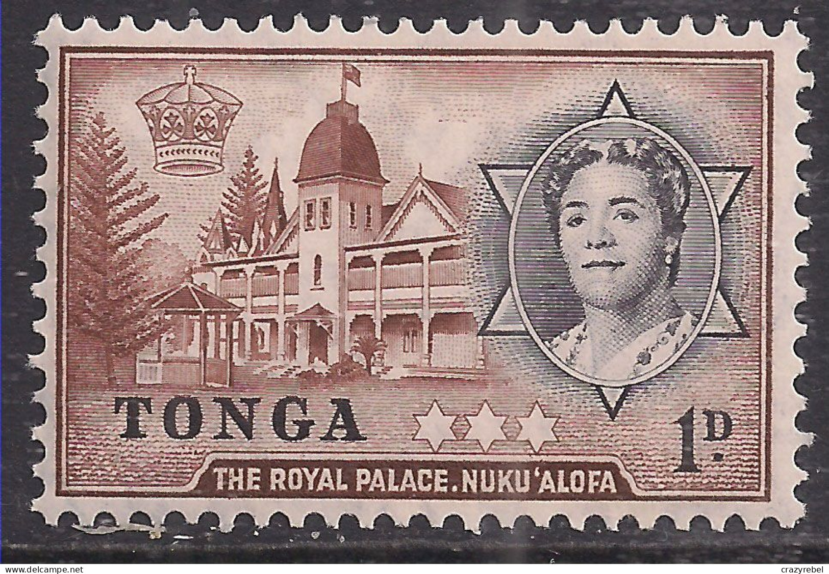 Tonga 1953 QE2 1d Royal Palace MM SG 101 ( E1163 ) - Tonga (...-1970)