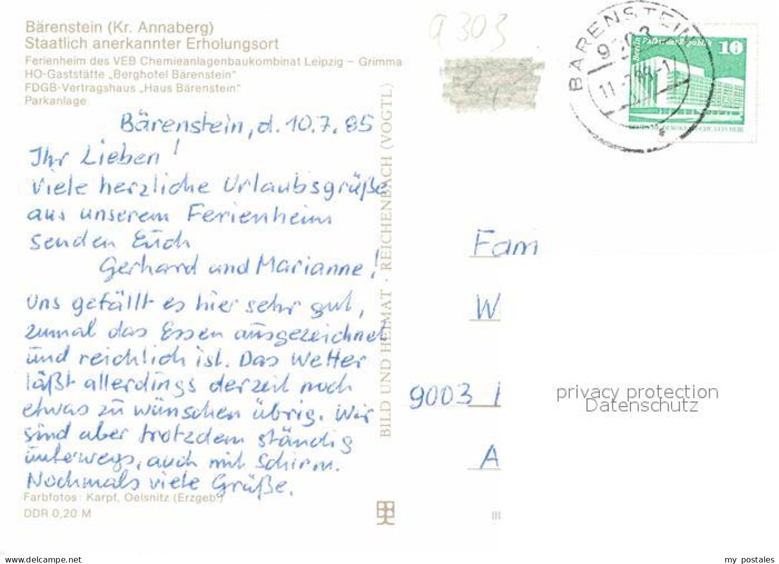 72750657 Baerenstein Annaberg-Buchholz Ferienhem VEB Chemieanlagenbau HO Gaststa - Bärenstein