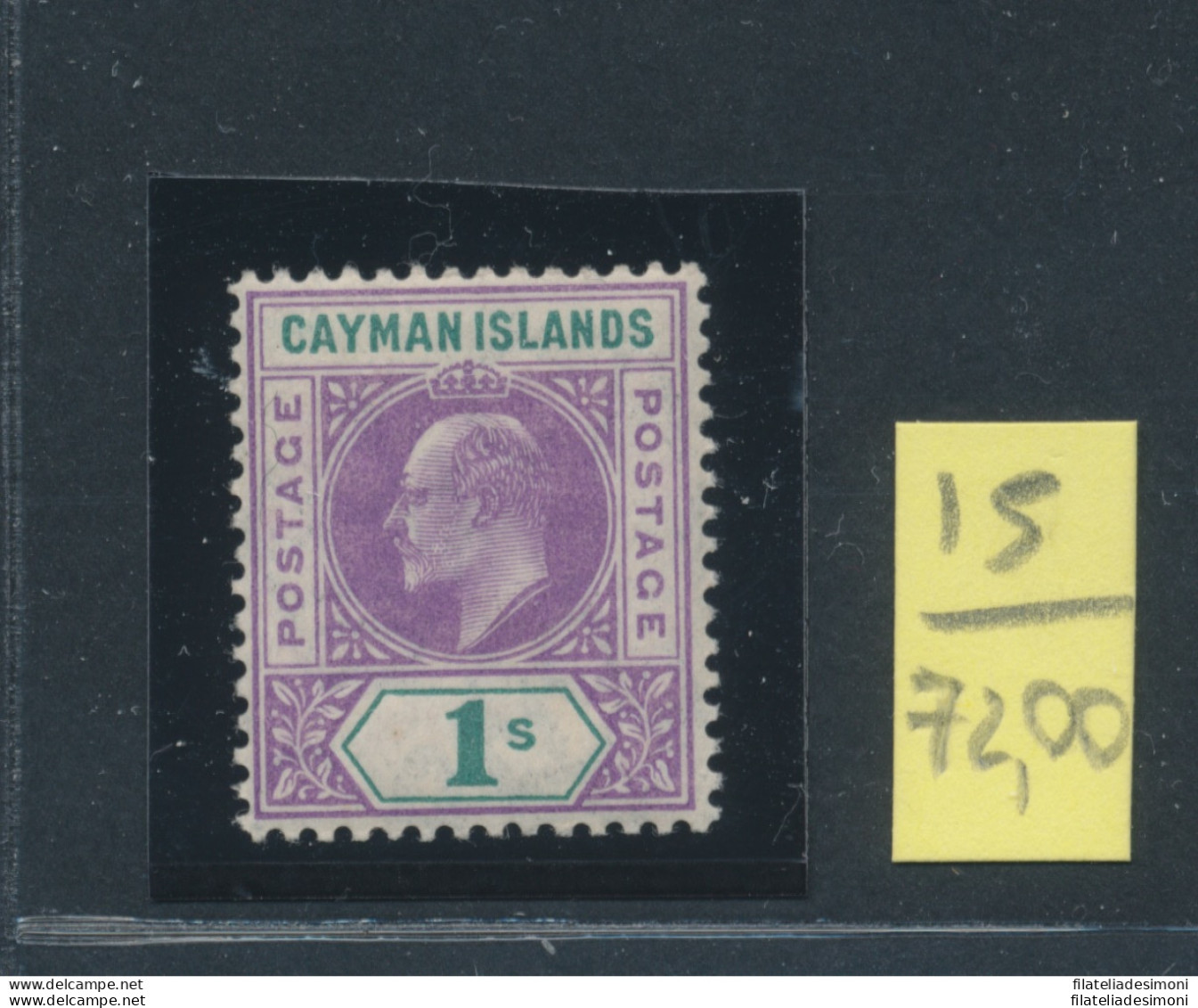 1907 CAYMAN ISLANDS, Stanley Gibbons N. 15 - 1 Scellino Violet And Green - Edoardo VII - MNH** - Sonstige & Ohne Zuordnung