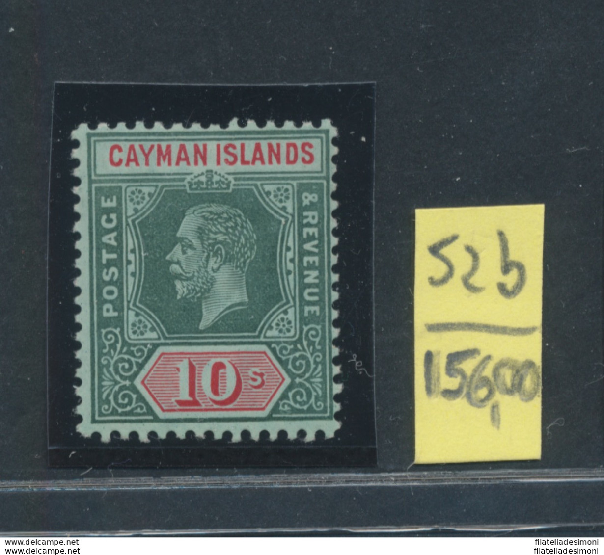 1912 CAYMAN ISLANDS, Stanley Gibbons N. 52b - 10 Scellini Deep Green And Red Green - White Back (carta Bianca)- Giorgio - Altri & Non Classificati