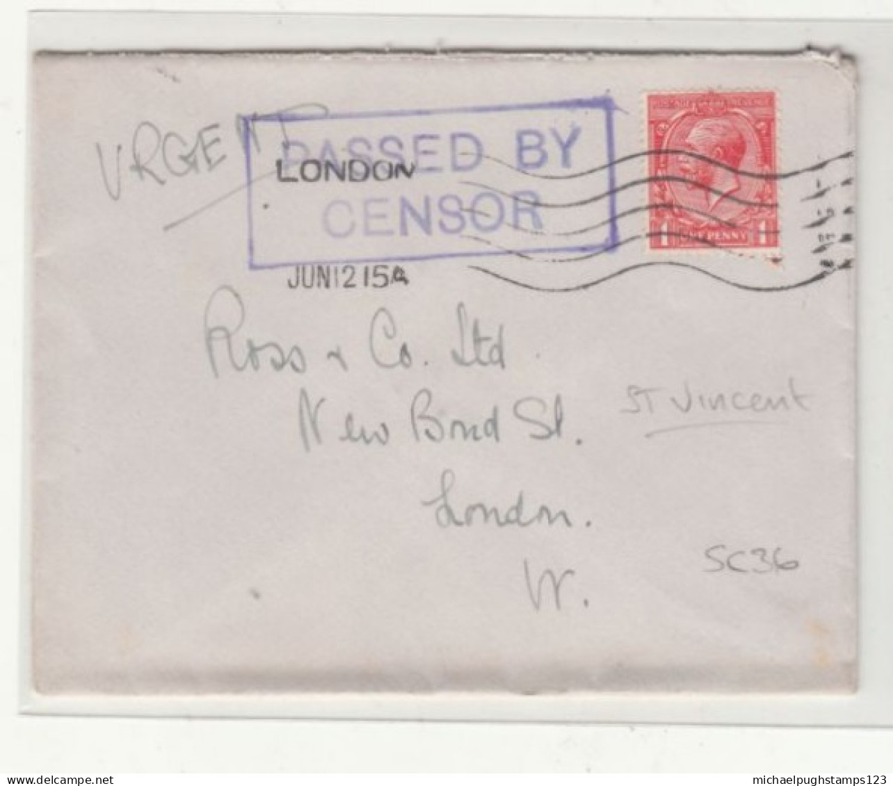 G.B. / W.W.I. / Royal Navy Ship Mail / Censorship - Unclassified