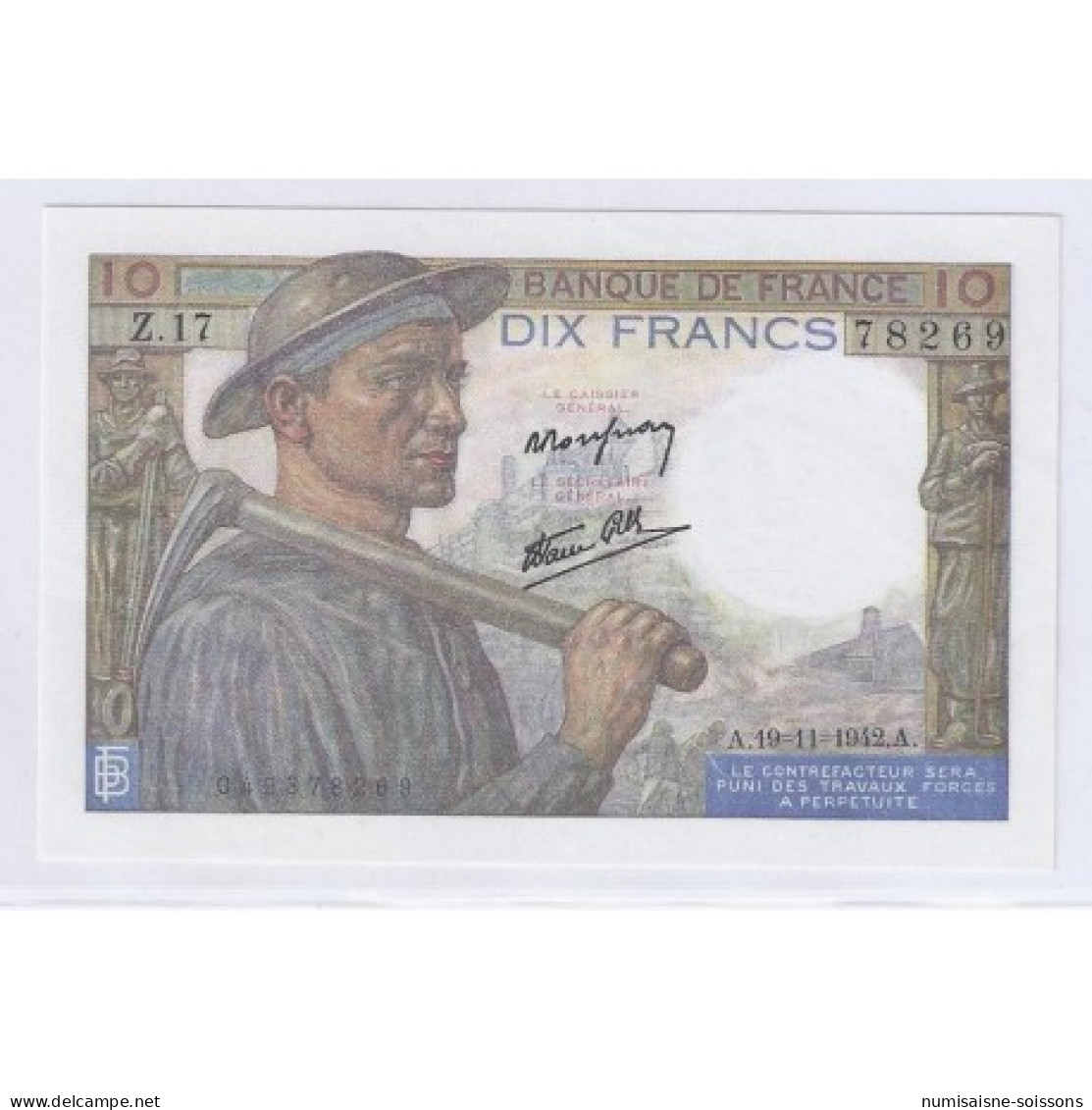 FAY 08/05 - 10 FRANCS MINEUR - 19/11/1942 - SPLENDIDE - PICK 99 - 10 F 1941-1949 ''Mineur''