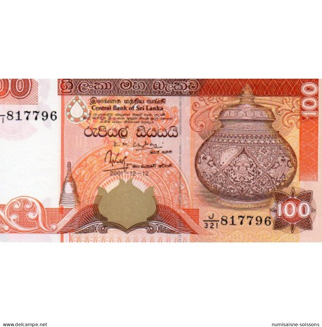 SRI LANKA - PICK 118 A  - 100 RUPEES - 12/12/2001 - Sri Lanka