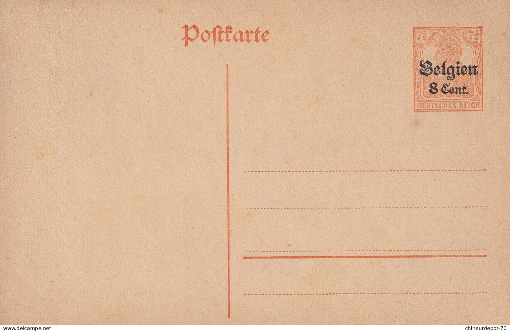 Pofttarte Occupation Deutches Reich Surcharge Belgien 8 Cent - Lettres & Documents