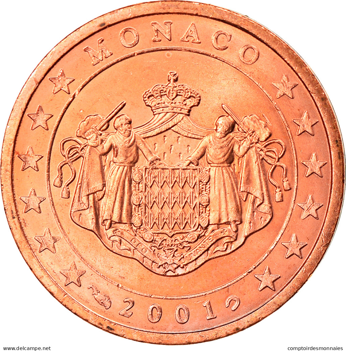 Monaco, 2 Euro Cent, 2001, SPL, Copper Plated Steel, KM:168 - Monaco