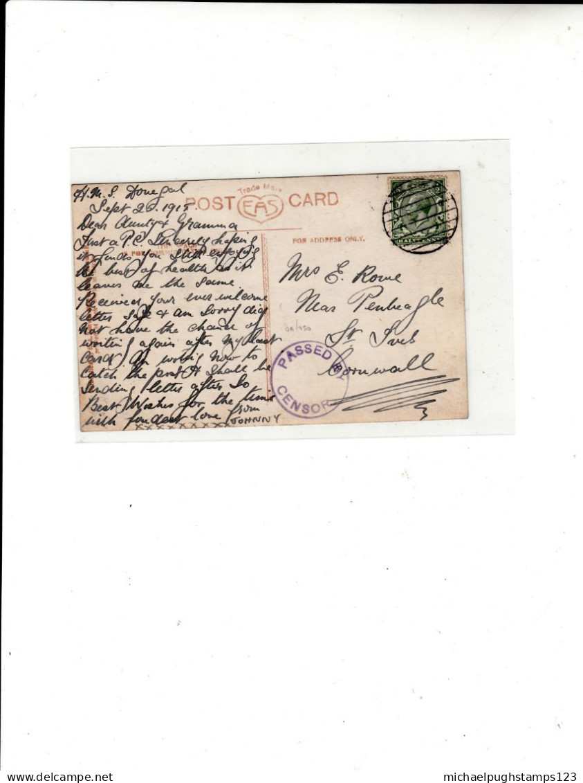 G.B. / W.W.I. Royal Navy Ship Mail / Censorship - Non Classés