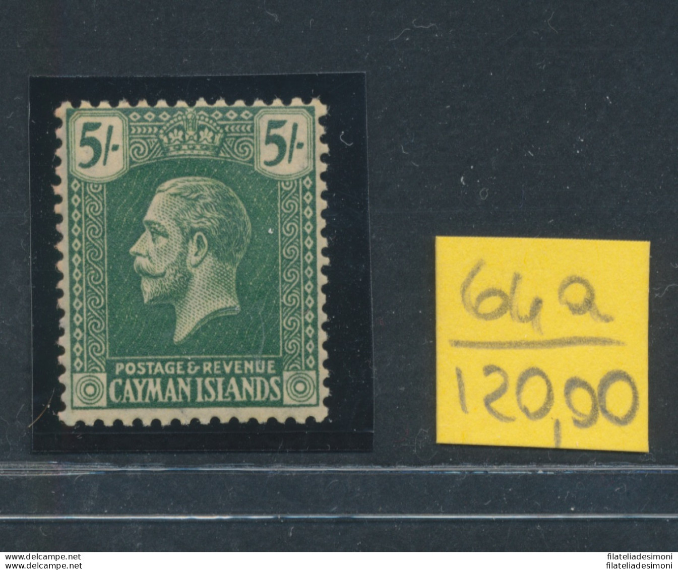 1921 CAYMAN ISLANDS, Stanley Gibbons N. 64a - 5 Scellini Deep Green And Pale Yellow - Giorgio V - MLH* - Sonstige & Ohne Zuordnung