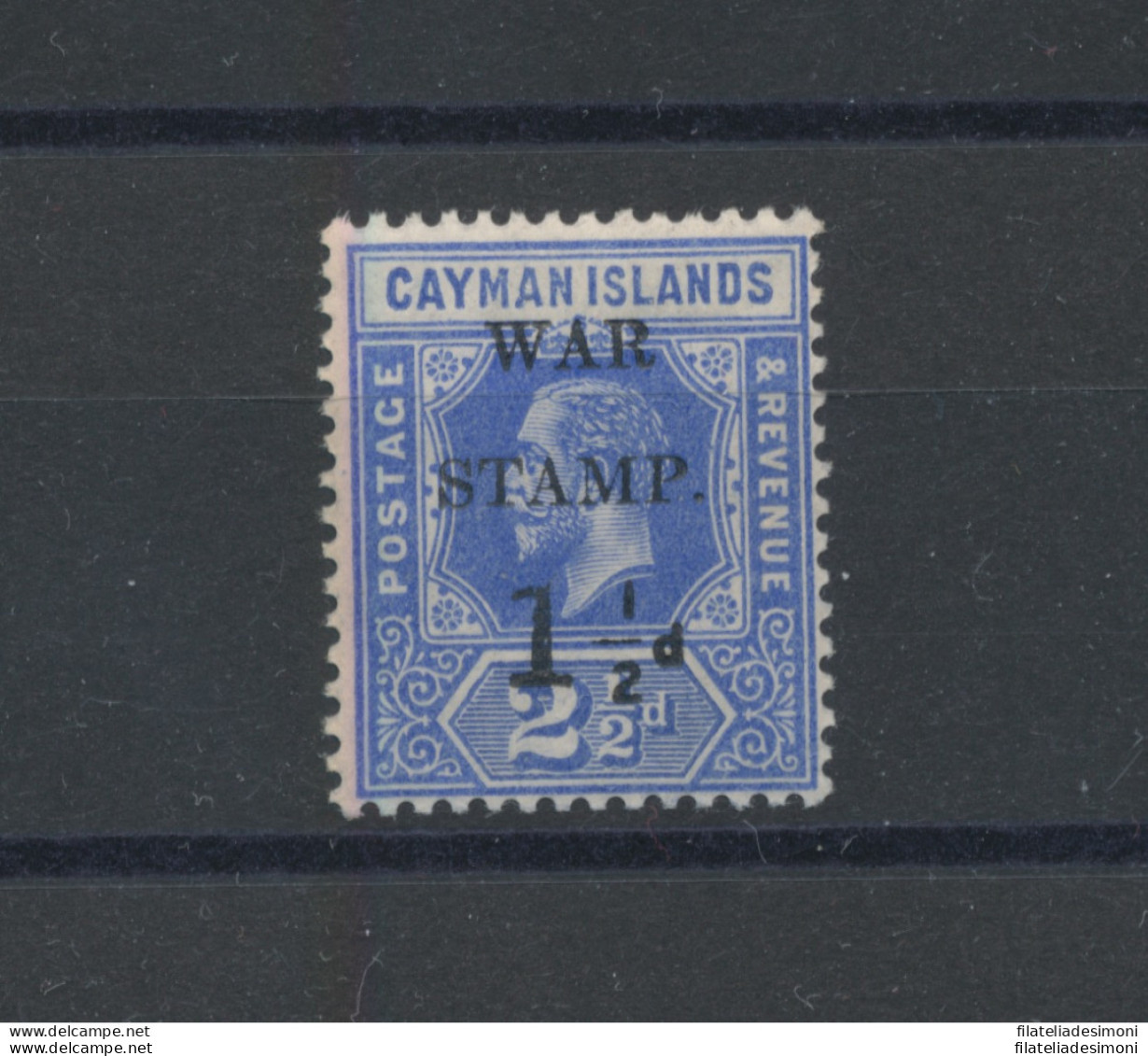 1917 CAYMAN ISLANDS, Stanley Gibbons N. 53 - 1 ½ D. On 2 ½ D Deep Blue - War Stamp Overprint- Giorgio V - MNH** - Other & Unclassified