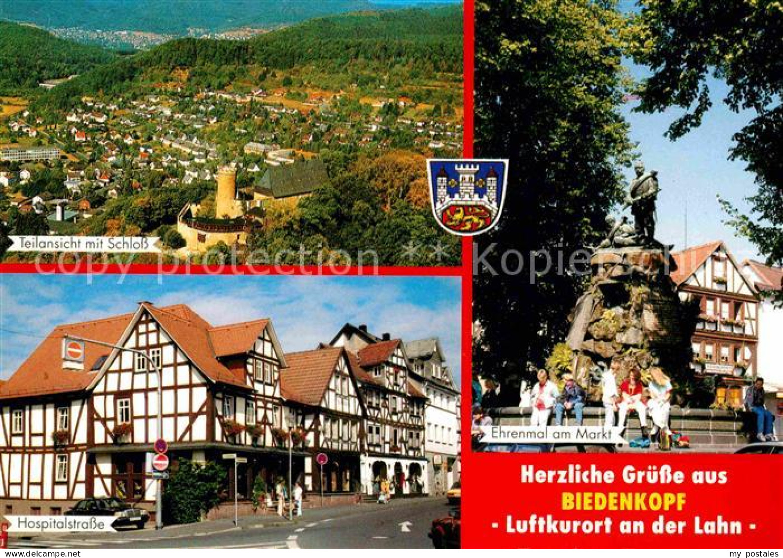 72742076 Biedenkopf Fliegeraufnahme Schloss Hospitalstrasse Ehrenmal Am Markt Bi - Biedenkopf