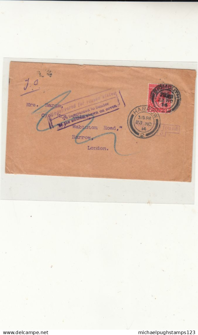 G.B. / Devon / London / Undelivered Mail / Debts / Stamp Dealers / Harrow - Ohne Zuordnung