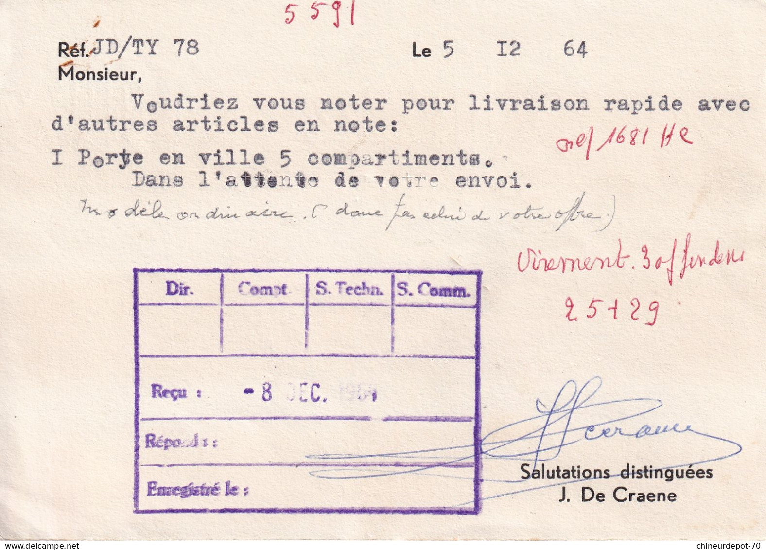 1964 Quincaillerie J De Craene Mouscron Protegez Vos Yeux Eclairez Vous Mieux Bouillon - Briefe U. Dokumente