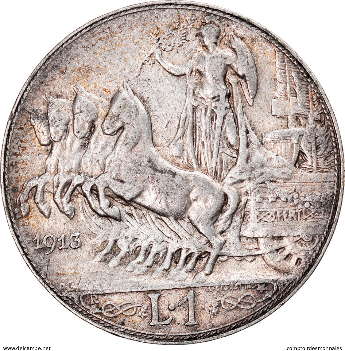 Monnaie, Italie, Vittorio Emanuele III, Lira, 1913, Rome, TB, Argent, KM:45 - 1900-1946 : Victor Emmanuel III & Umberto II