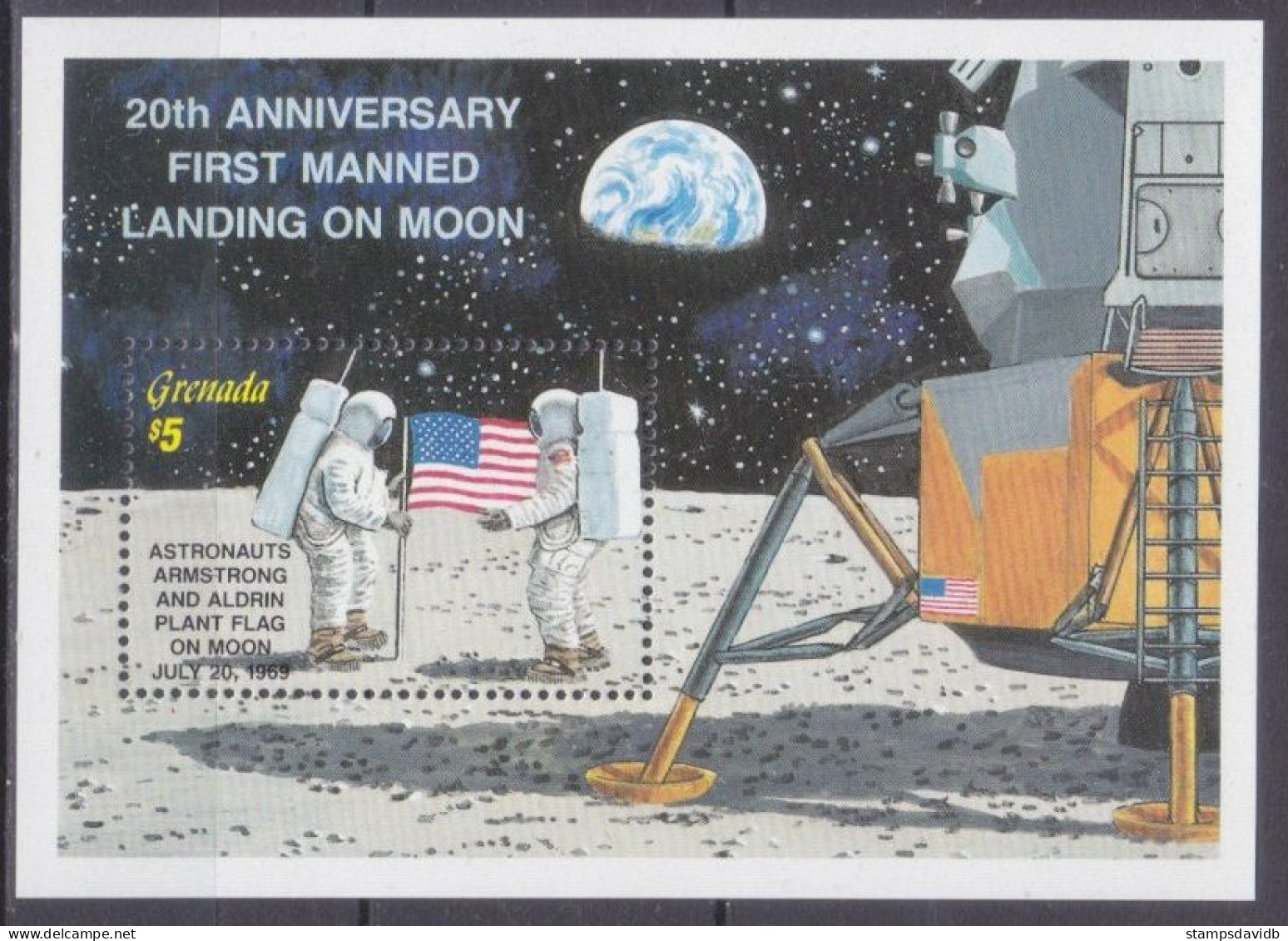 1989 Grenada 2020/B226 20th Anniversary Of Apollo 11 7,50 € - Amérique Du Nord