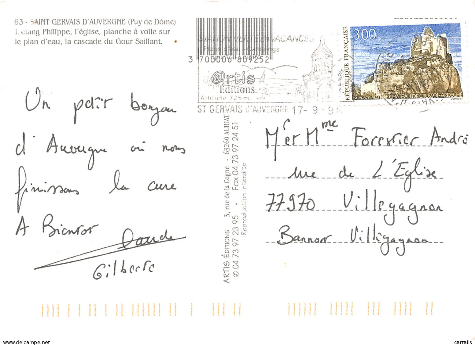 63-SAINT GERVAIS D AUVERGNE-N°3817-C/0181 - Saint Gervais D'Auvergne