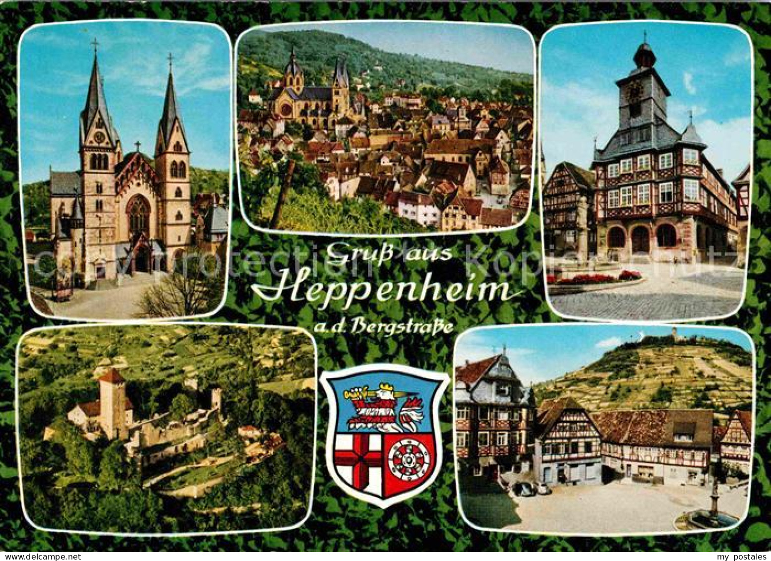 72738900 Heppenheim Bergstrasse Stadtbild Mit Kirche Starkenburg Markt Fachwerkh - Heppenheim