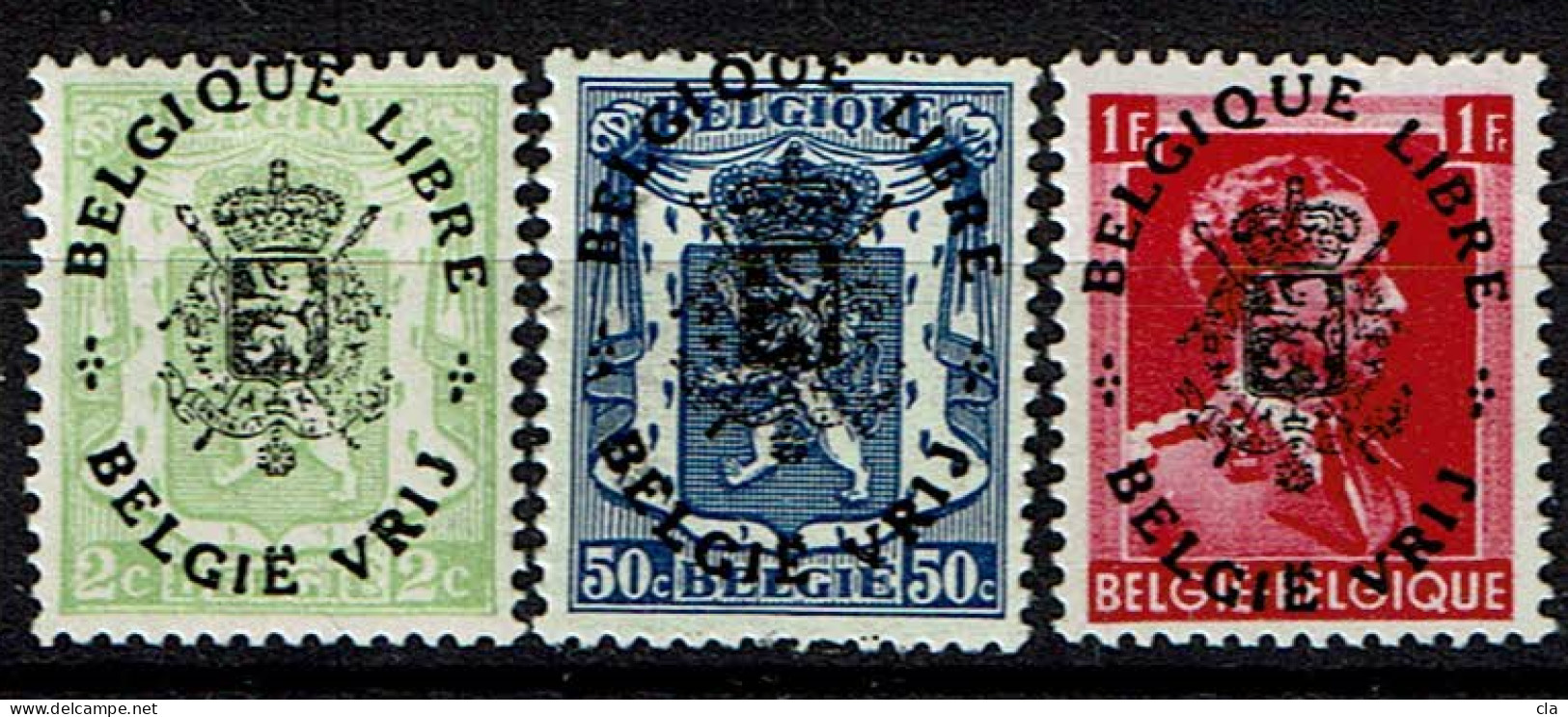 418A 426a 428  **  Surchargés  Belgique Libre  Belgïe Vrij  Curieux! - 1935-1949 Kleines Staatssiegel