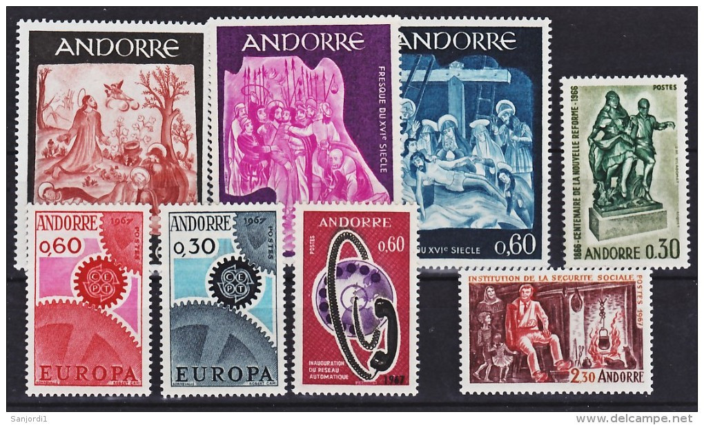 Andorre Française 1967 Année Complète 25 % Neuf ** TB MNH Sin Charnela Cote 44.4 - Années Complètes