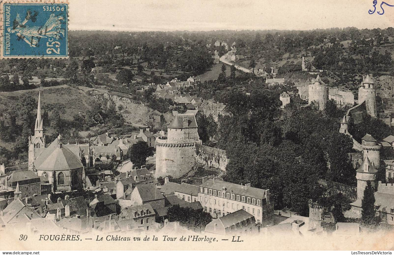 FRANCE - Fougères - Vue Générale Du Château Vu De La Tour De L'Horloge - L L - Carte Postale Ancienne - Fougeres