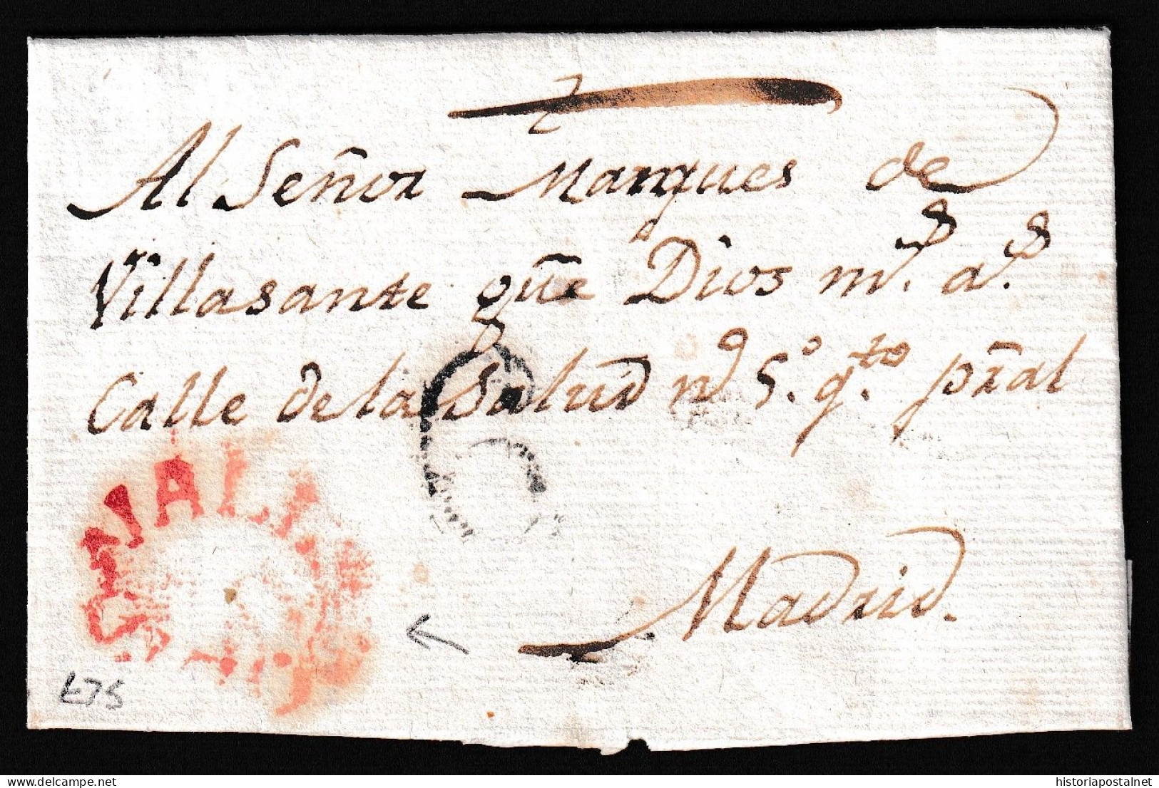 1817. Valladolid A Madrid. Marca En Rojo Y Porteo 6 Cuartos. Bonito Ejemplar. - ...-1850 Prephilately