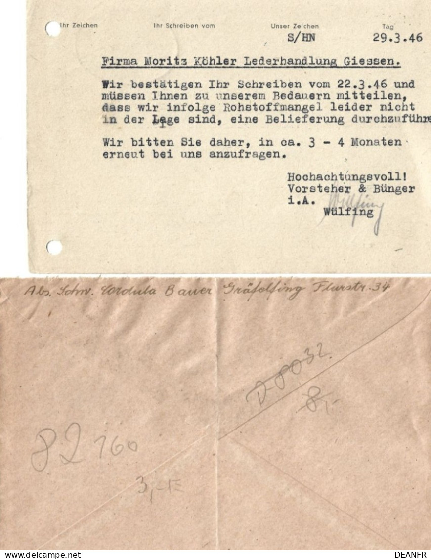 D - Allemagne : Lettres Et Entiers Postaux : Frais Payés 1945-1948 : émissions D'urgences. - Emisiones De Necesidad Zona Americana