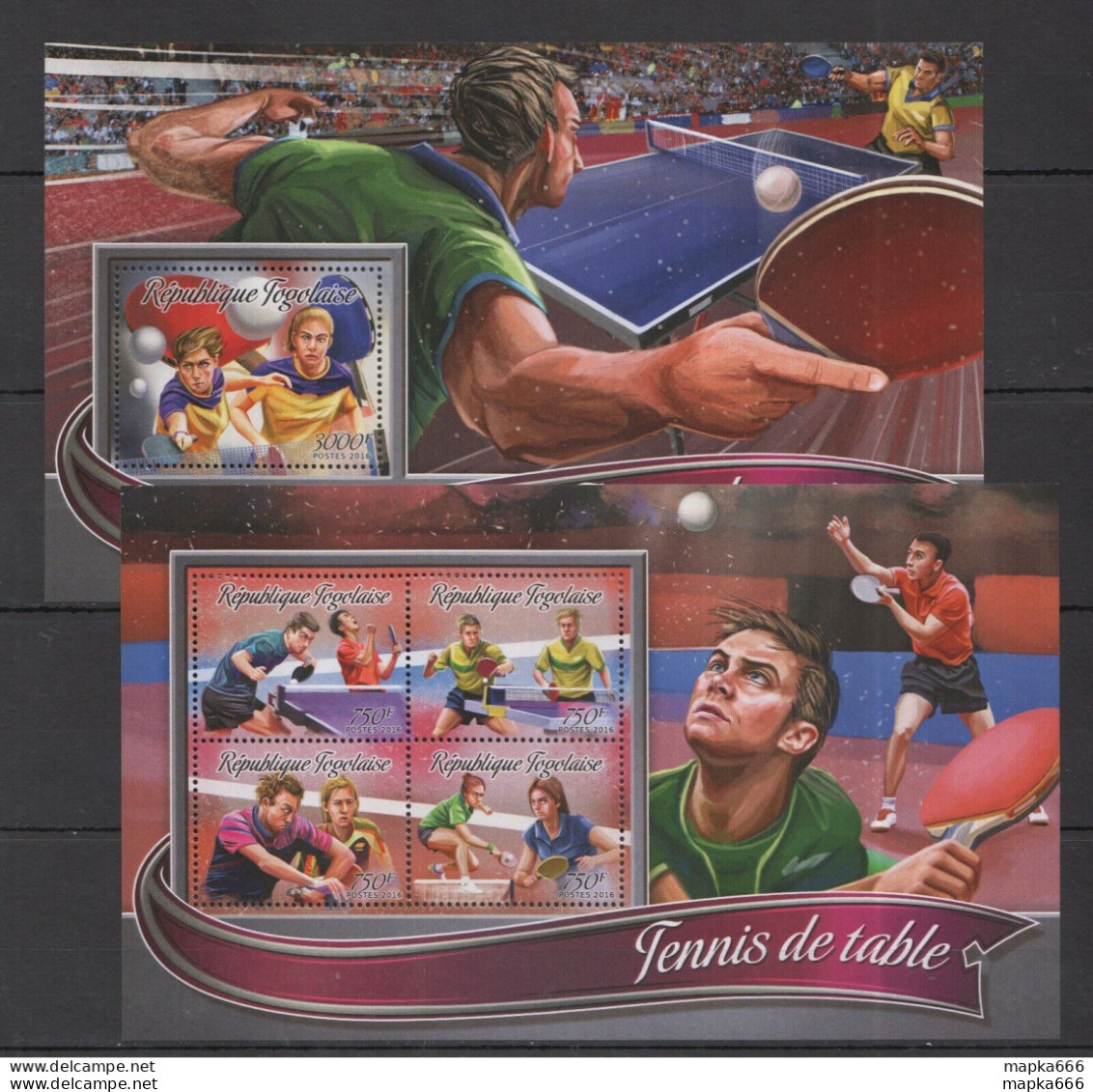 Tg209 2016 Togo Sport Art Table Tennis Ping Pong Kb+Bl Mnh - Tafeltennis