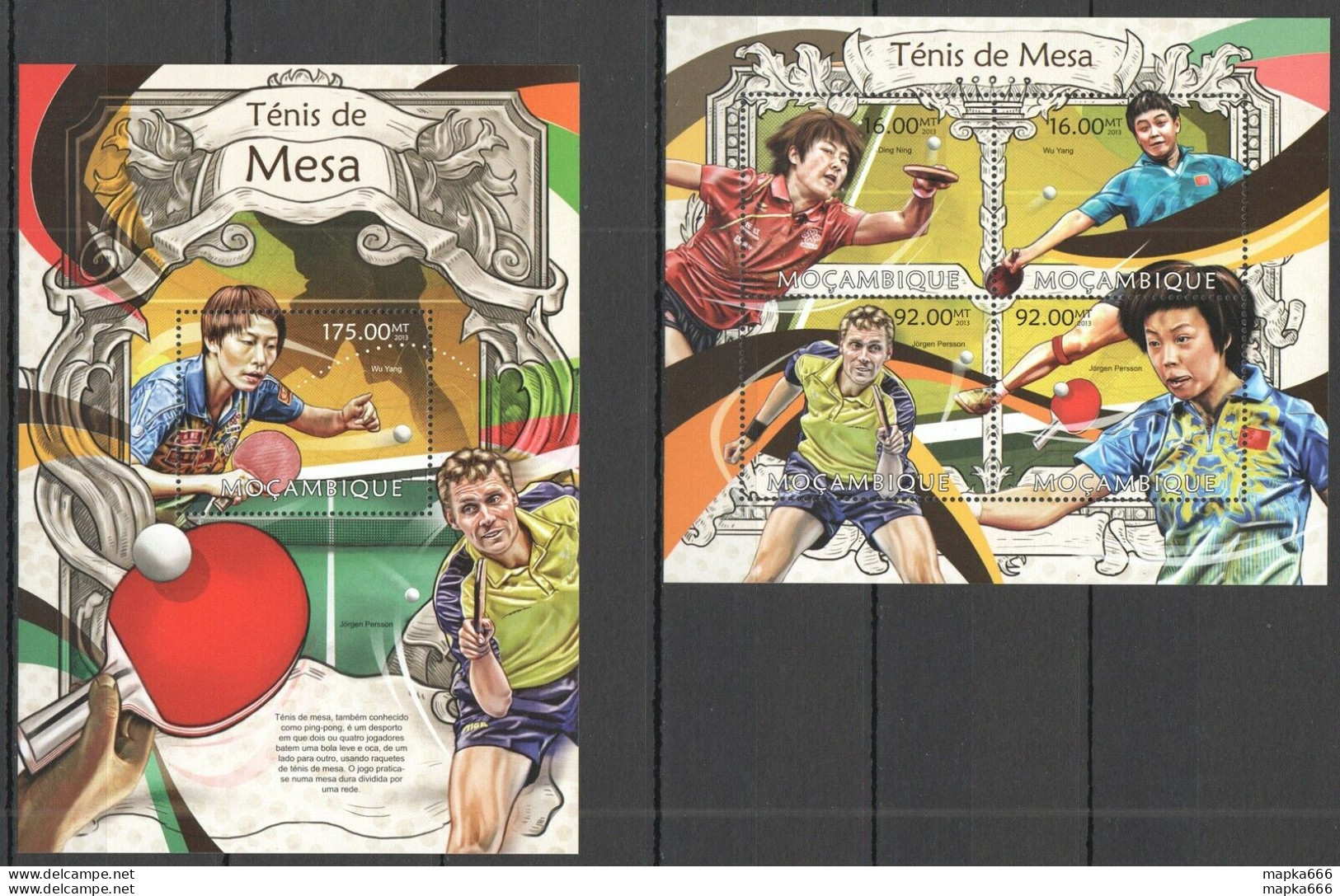 St2583 2013 Mozambique Sport Table Tennis Ping Pong Kb+Bl Mnh - Tischtennis