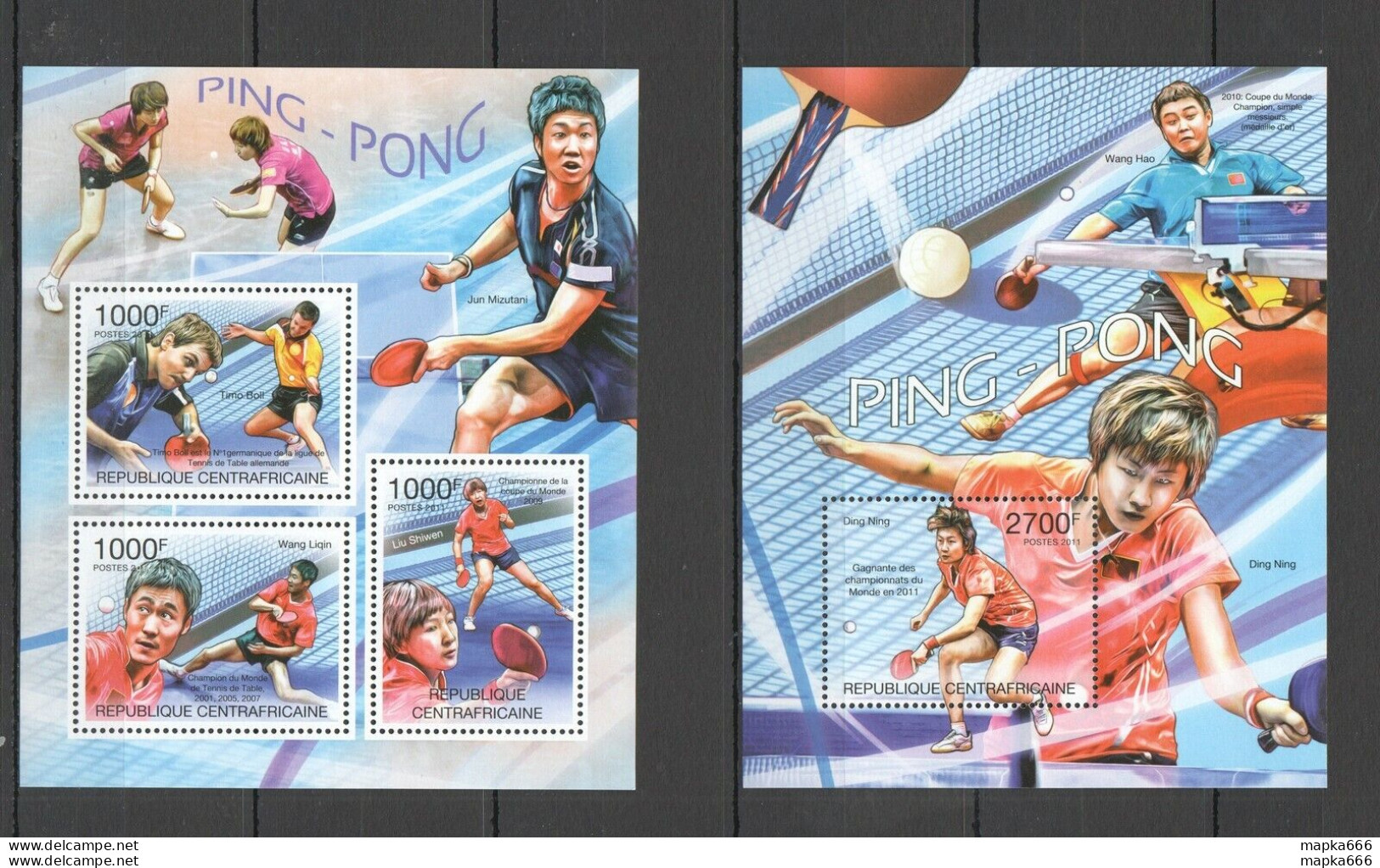 Ca1007 2011 Central Africa Sport Ping Pong Table Tennis Bl+Kb Mnh - Table Tennis