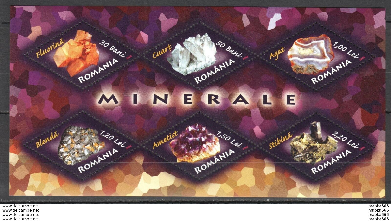 Rm287 2006 Romania Minerals Geology Crystals Bl383 Mnh - Minerali