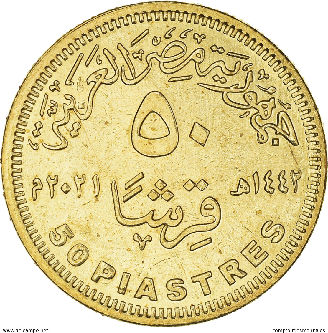 Monnaie, Égypte, Vie Décente, 50 Piastres, 2021, SPL, Acier Plaqué Laiton - Egypte