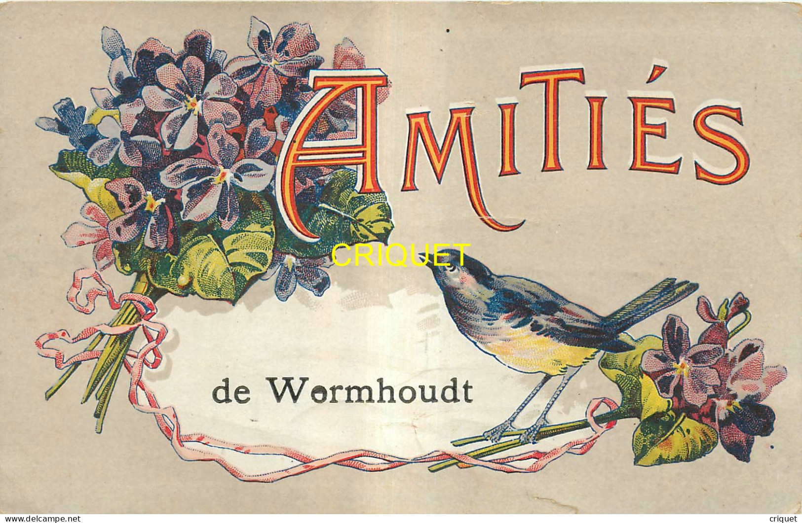 59 Wormhout, Wormhoudt, Ancienne Fantaisie, Amitiés, Mésange Et Violettes - Wormhout