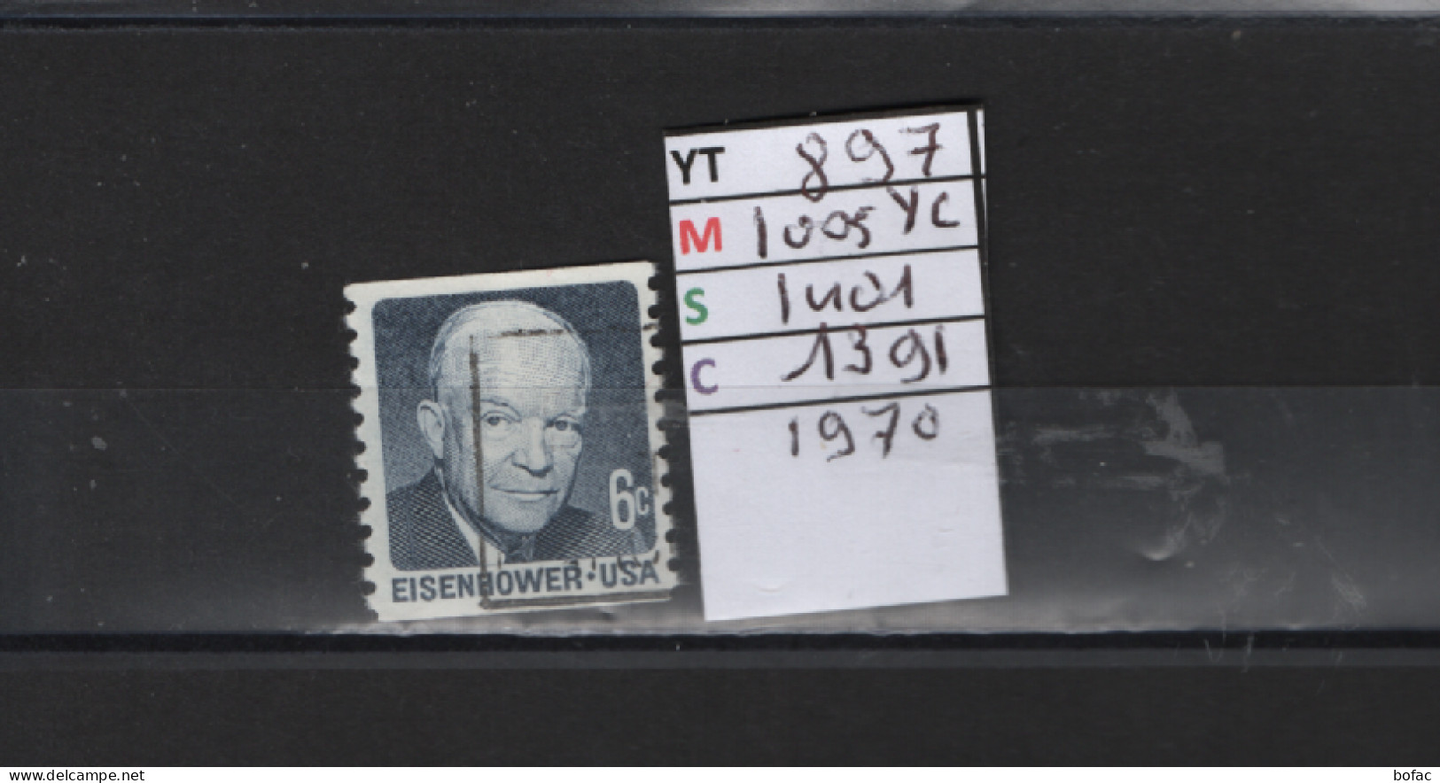 PRIX FIXE Obl 897A YT 1005 YC MIC 1401 SCO 1391 GIB Eisenhower 1970  Dentelée Verticalement  1970 Etats Unis 58A/13 - Used Stamps