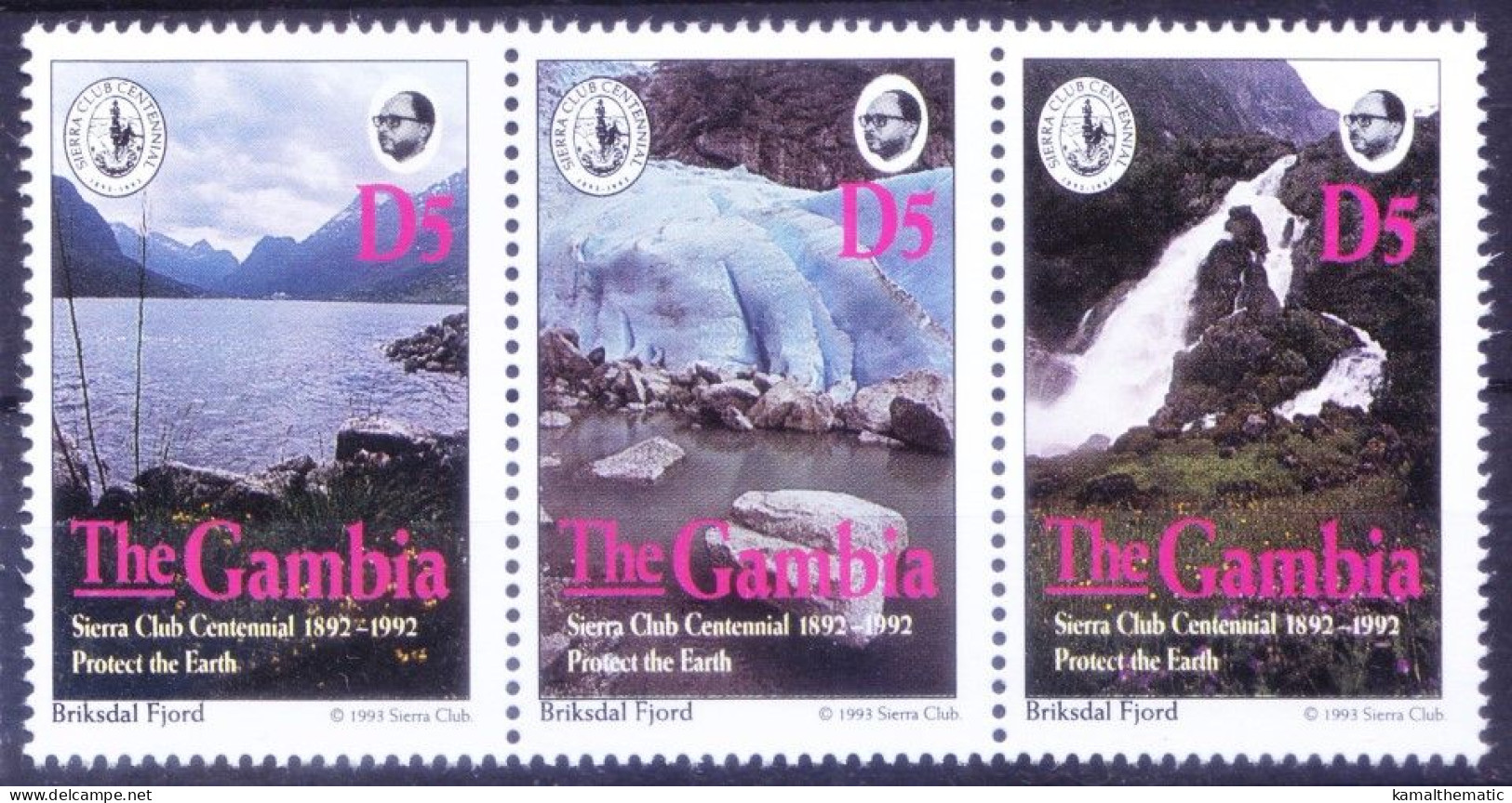 Gambia 1993 MNH Strip, Briksdal Glacier Protected As A National Park - Nature