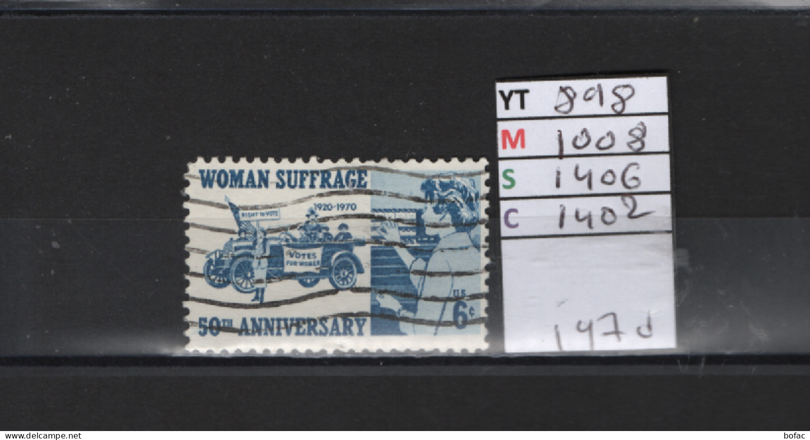 PRIX FIXE Obl 898 YT 1008 MIC 1406 SCO 1402 GIB Woman Suffrage 1970 Etats Unis 58A/13 - Used Stamps