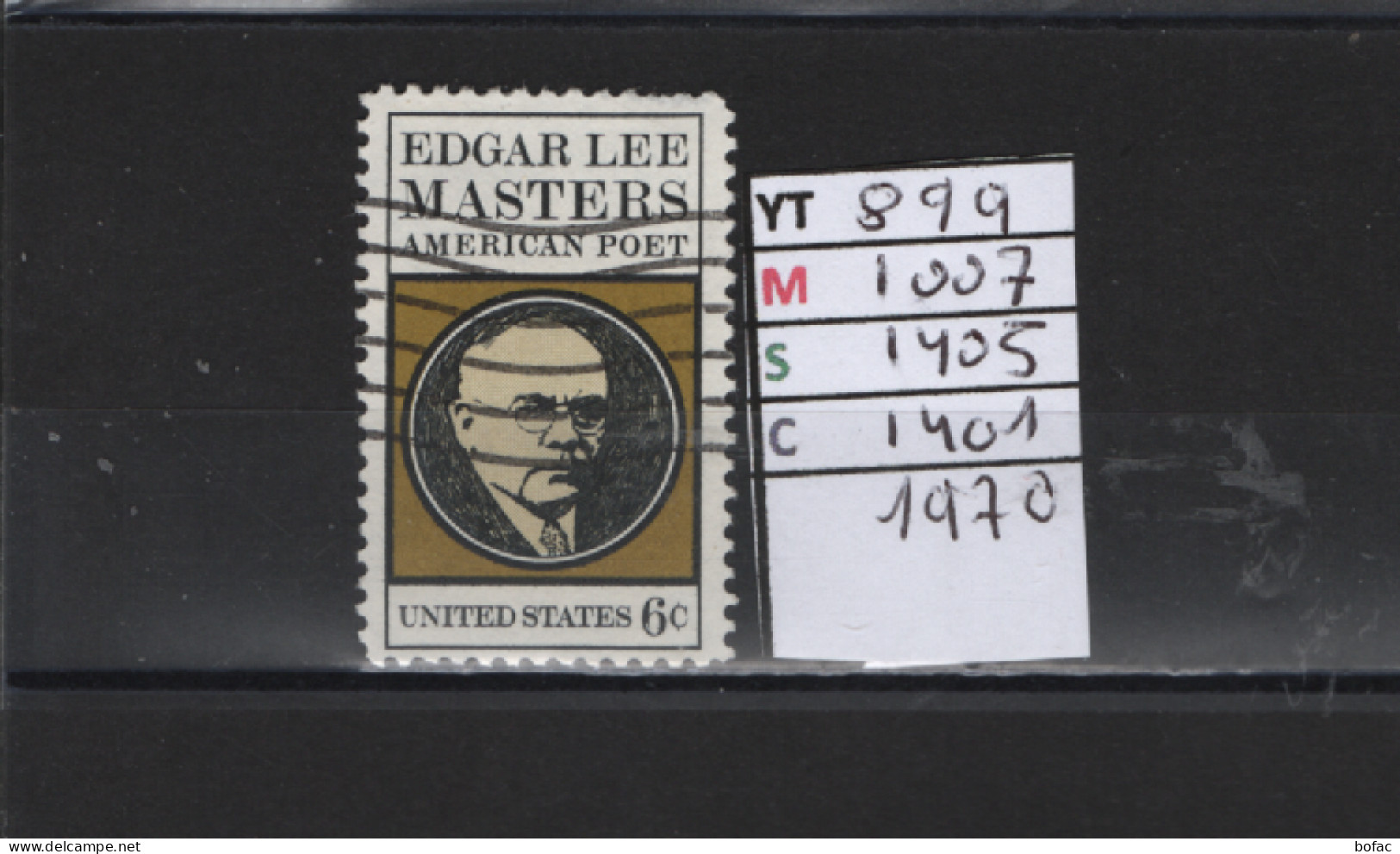 PRIX FIXE Obl 899 YT 1007 MIC 1405 SCO 1401 GIB Edgar Lee Masters 1970 Etats Unis 58A/13 - Gebruikt