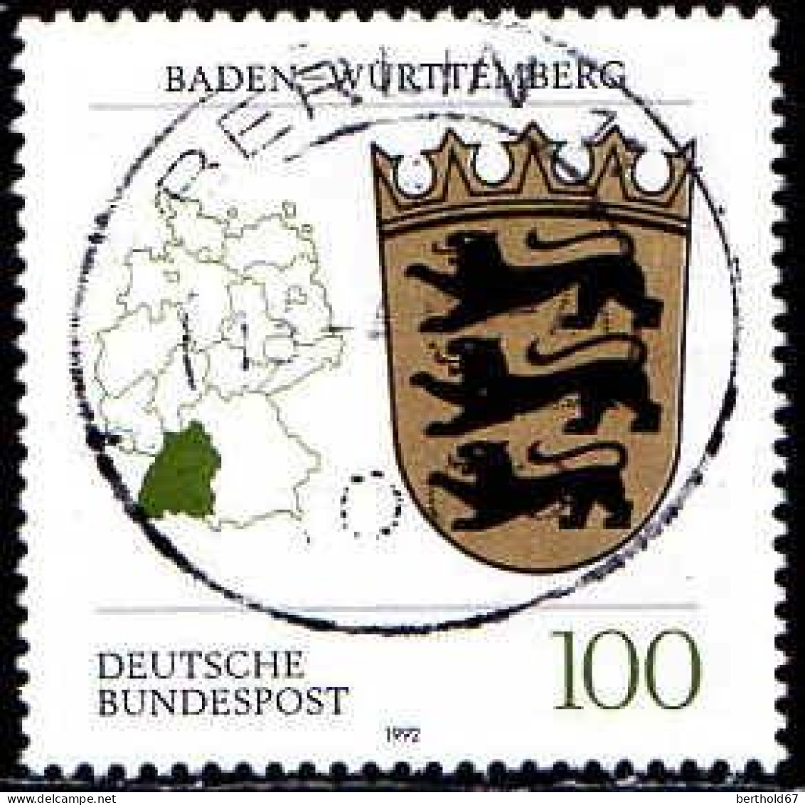 RFA Poste Obl Yv:1418 Mi:1586 Baden-Württemberg Armoiries (cachet Rond) (Thème) - Sellos