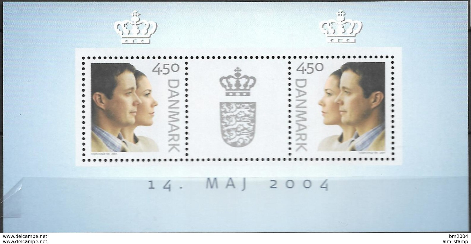 2004 Dänemark Mi. Bl. 23 **MNH  Hochzeit Von Kronprinz Frederik Und Mary Donaldson - Blocchi & Foglietti